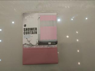 Splicing Shower Curtain-Light Pink,PEVA,180*200cm