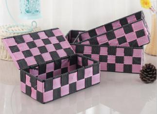 Basket Three-Piece Set-Light Pink,Polypropylene,Small:21*10*6.5cm
Medium:23.5*14*7cm
Large:26*16*8cm