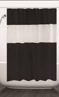 Splicing Shower Curtain-Black,PEVA,180*200cm