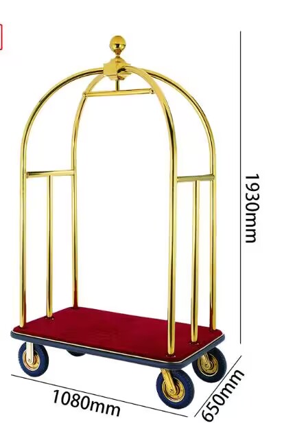 Lobby Luggage Cart， 304 Stainless Steel，L108*W65*H193cm Lobby Luggage Trolley