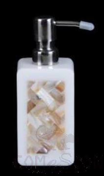 W1-White bright woven flower shell double-sided high soap dispenser bottle, Resin+shell, 66*58*117/172mm