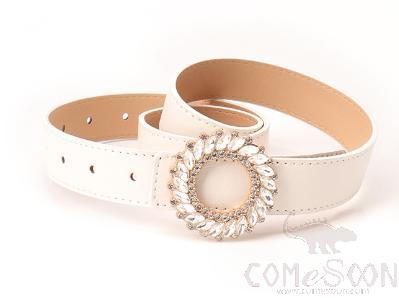 PU Belt，High Quality PU+ Alloy Buckle，White，L103*W2.8cm