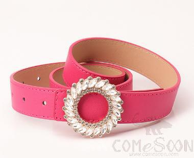 PU Belt，High-Quality PU+ Alloy Buckle，Rose，L103*W2.8cm