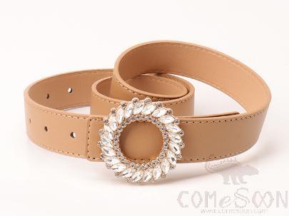 PU Belt，High Quality PU+ Alloy Buckle，Khaki，L103*W2.8cm