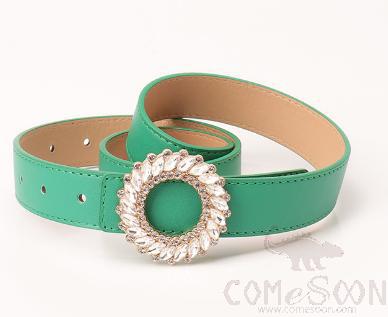 PU Belt，High Quality PU+ Alloy Buckle，Green，L103*W2.8cm