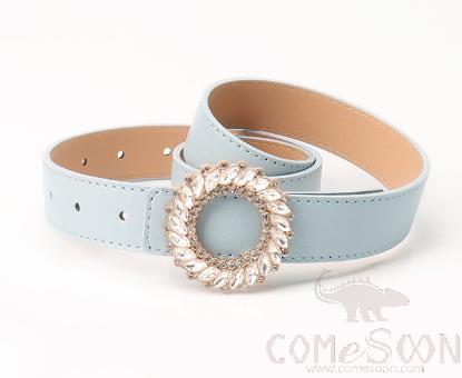 PU Belt，High Quality PU+ Alloy Buckle，Light Blue，L103*W2.8cm