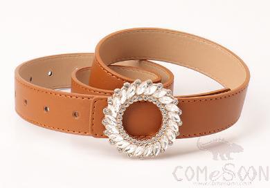 PU Belt，High Quality PU+ Alloy Buckle，Camel Color，L103*W2.8cm