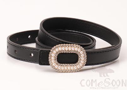 PU Belt，High-Quality PU+ Alloy Buckle，Black，L103*W1.8cm
