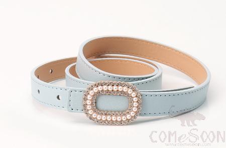 PU Belt，High Quality PU+ Alloy Buckle，Light Blue，L103*W1.8cm