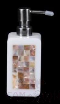 W3-White bright flower shell double-sided high lotion bottle, Resin+shell, 66*58*117/172mm