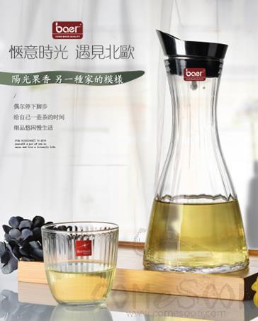 BAER Timely Vertical Ribbed Rapid Wine Dispenser, 1100ml, Height: 28.7cm, Caliber: 9cm, Diameter: 12.5cm.