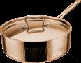 Single Handle Hammer Stamped Short Tri-Ply Steel Pot, 201/430 SS + Aluminum + 304 SS, Φ200×H70mm