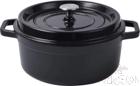 Gloss Black Round Enameled Pot, Cast Iron, (26cm) Outer Diameter 27cm Inner Diameter 26cm Height 12cm