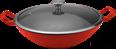 Red Round Frying Pan / Wok (Glass Lid), Cast Iron, 36cm*10.5cm