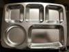 Large Round 5-Compartment Fast Food Plate, 201 SS, Electrolytic, 36.5*26.5*2.3cm