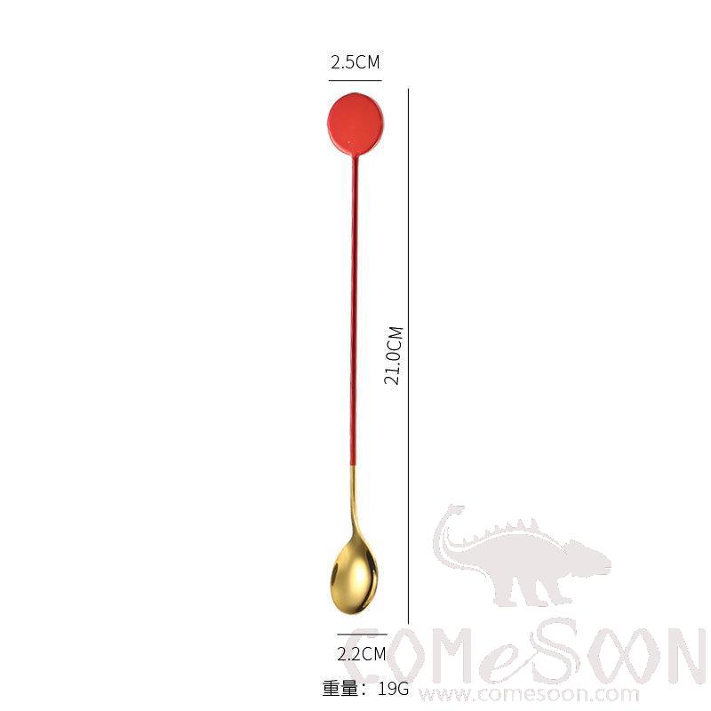 Round Stirring Spoon，304 Stainless Steel，Red Gold，L21*W2.5cm