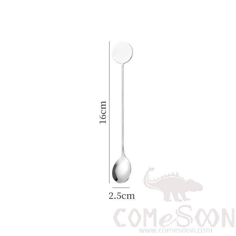 Round Coffee Spoon，304 Stainless Steel，Silver，L16*W2.5cm
