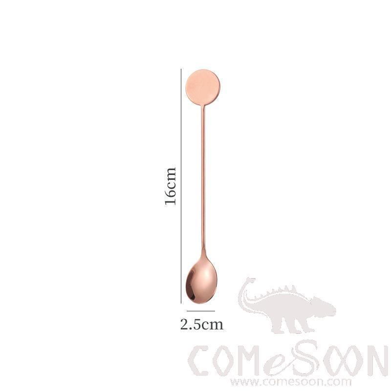 Round Coffee Spoon，304 Stainless Steel，Rose Gold，L16*W2.5cm