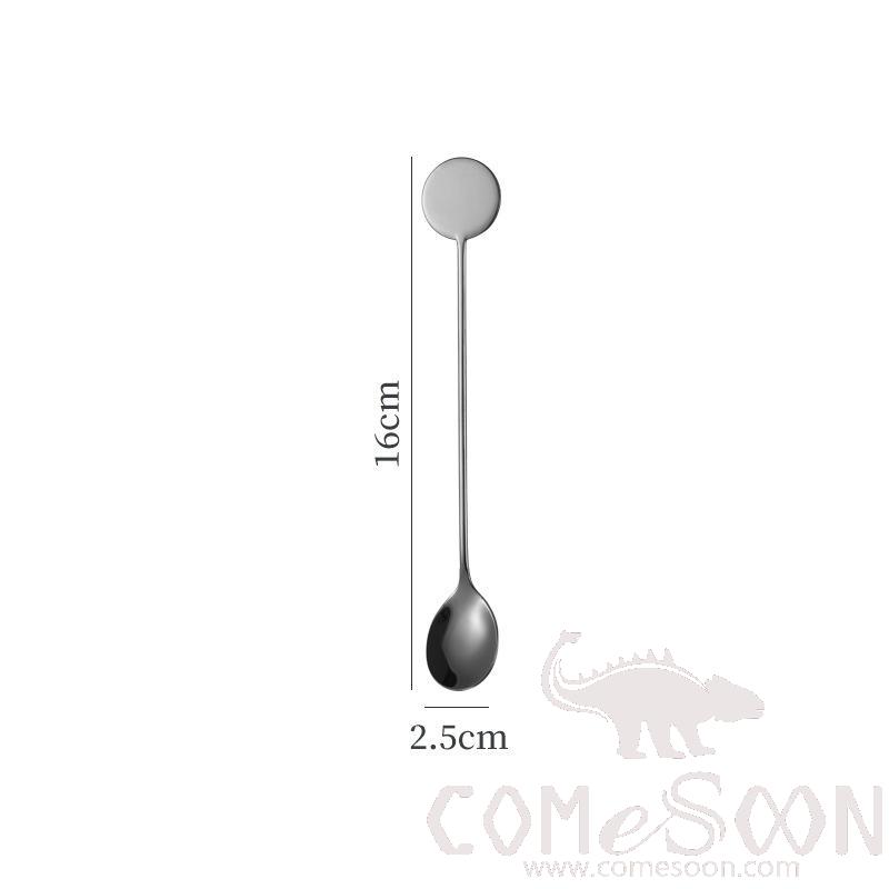 Round Coffee Spoon，304 Stainless Steel，Black，L16*W2.5cm