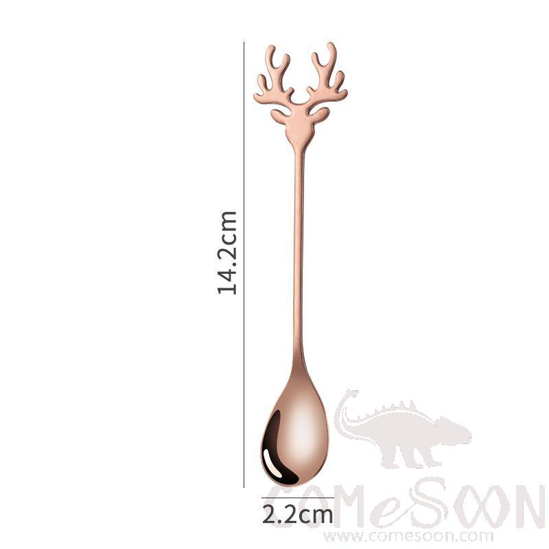 Coffee Spoon，304 Stainless Steel，Rose Gold，L14.2*W2.2cm