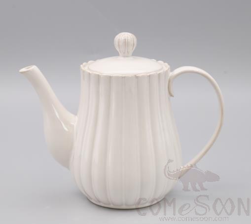 Chrysanthemum Flower Large Teapot, White, 9&quot;, 1150ml