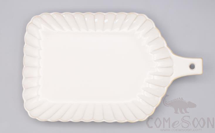 Chrysanthemum Spatula Plate, White, 9.75&quot;