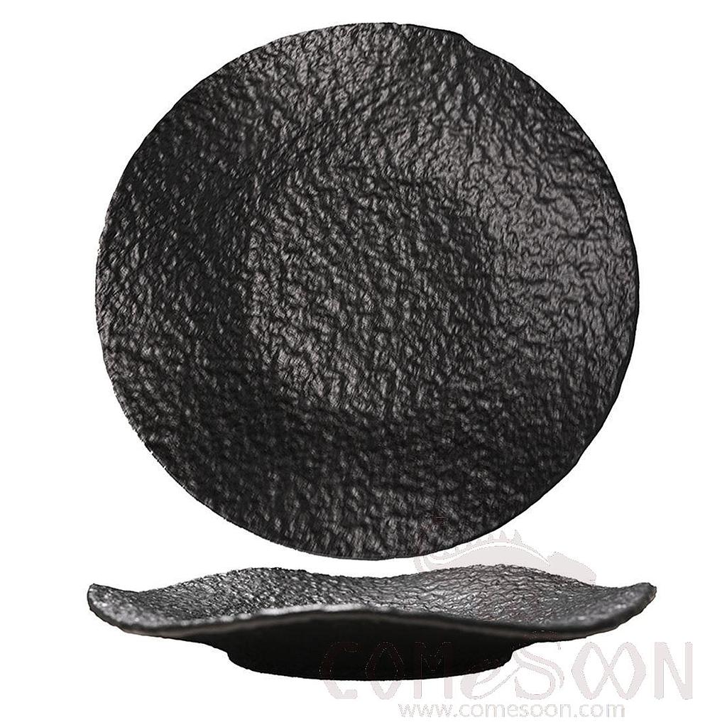 20118 Series 12.24&quot; Wave Dry Stir Fry Plate - Matt Black