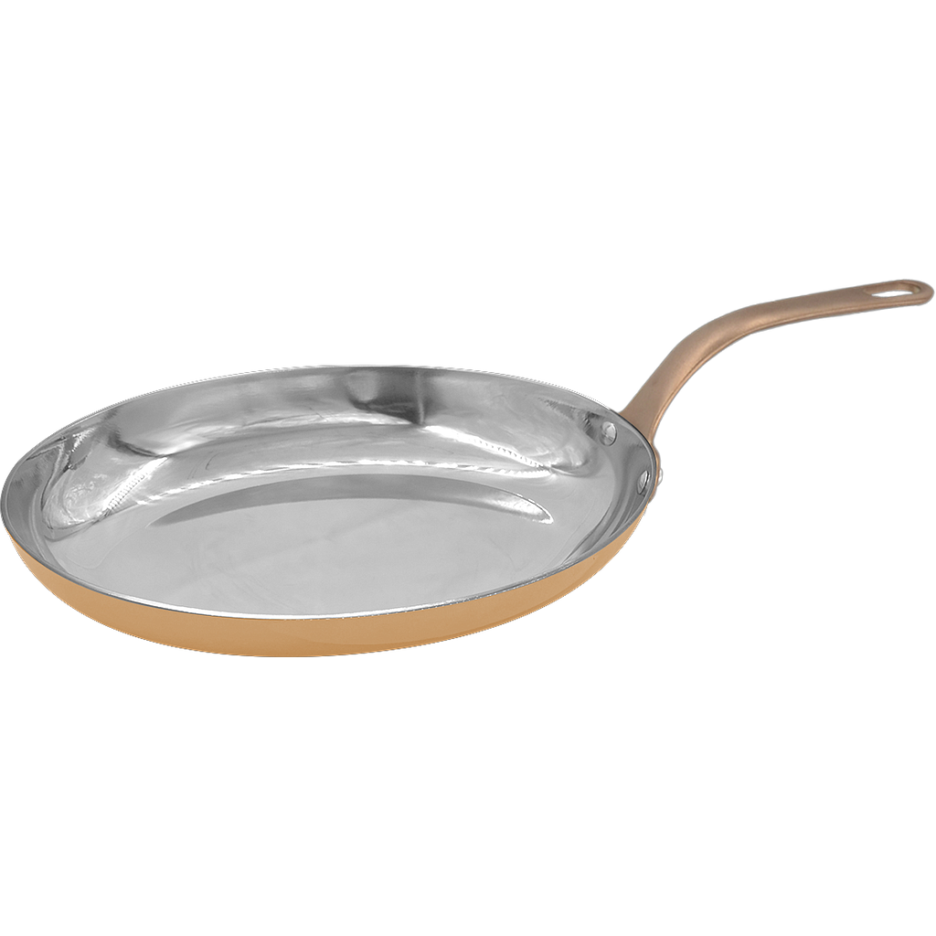 Titanium Oval Frying Pan, 201/430 SS + Aluminum + 304 SS, L250*W178*H36mm