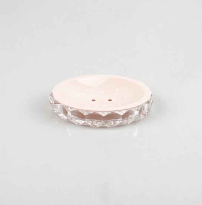 Round corrugated toothbrush holder，PS，pink，12.5*9.8*2.5 cm