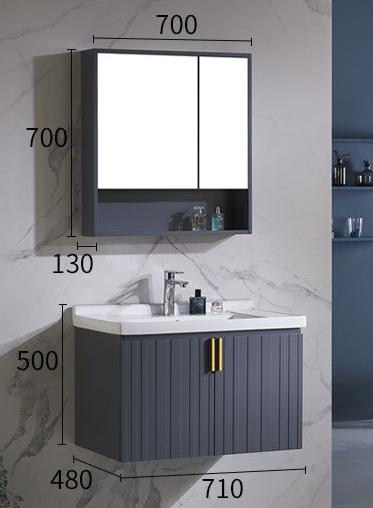 Bathroom cabinet - plywood W/ mirror and basin, 710 * 480 * 500mm