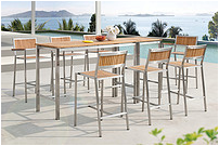 Stainless steel teak bar table and chair