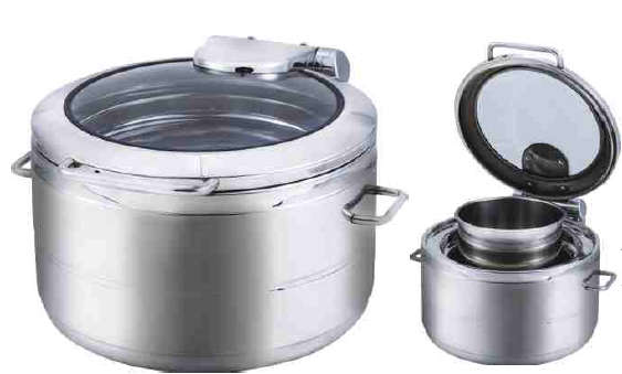 404 Series-11L Round Induction Soup Station W/ Glass Lid-Body Hydraulic