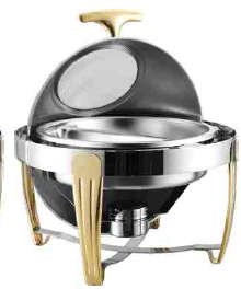 721 Series-Round Chafng Dish W/Golden Feet&amp;Glass Lid