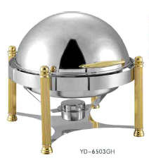 6503 Series-Round Chafng Dish W/Golden Feet