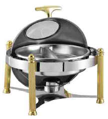6503 Series-Round Chafng Dish W/Golden Feet&amp;Glass Lid