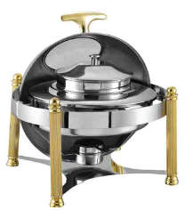 6506 Series-Round Soup Station W/Golden Feet&amp;Glass Lid
