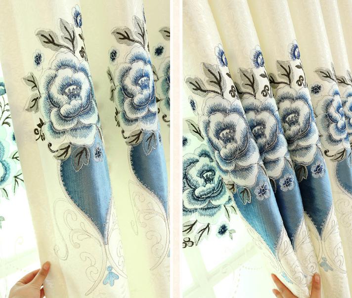 Velvet jacquard embroidered curtain fabric