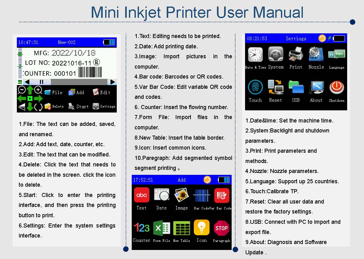 Mini Handheld Printer, L9.7*W7*H4.5 cm